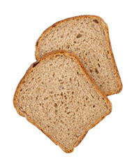 Two Slices of Whole Grain Bread on a Dark Field