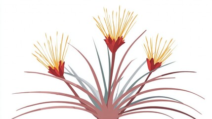 Naklejka premium Stylized illustration of a red and yellow flowering plant.
