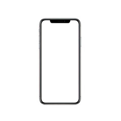 A simple smartphone graphic with a blank white screen and black outline on a plain white background. isolated on transparent background