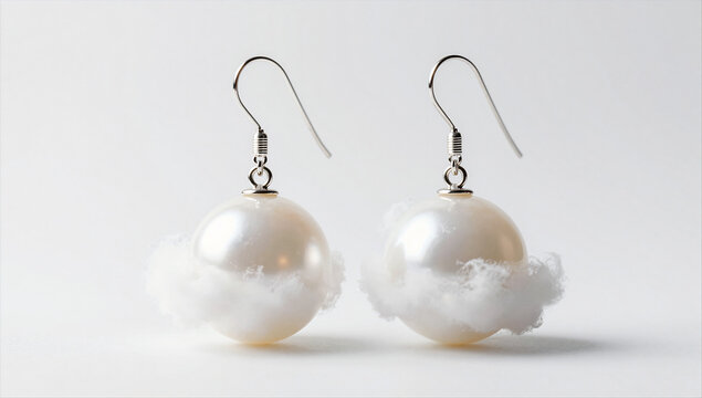 Ethereal Cloud Pearl Earrings for Beauty Campaign