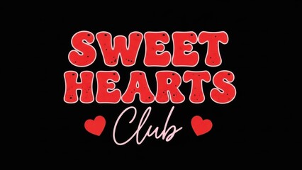 Obraz premium Sweet hearts club logo with red hearts on black background