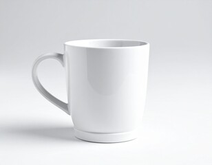 Fototapeta premium Slightly tapered white beverage container rests softly on a light surface, showing subtle base detailing under clean illumination.