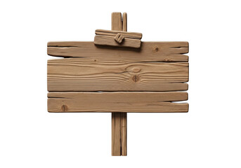 A wooden signpost with a rustic and weathered appearance against. isolated on transparent background