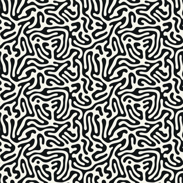 Vector seamless pattern. Abstract grunge texture with monochrome fluid stains. Creative background with blots. Decorative design with marble effect. Can be used as a swatch for Illustrator.