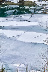 Austrian mountain stream with broken ice sheets. © Composer