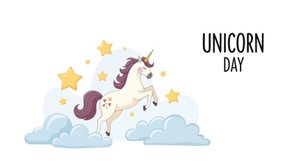 Fototapeta premium White Unicorn with Purple Mane Illustration.