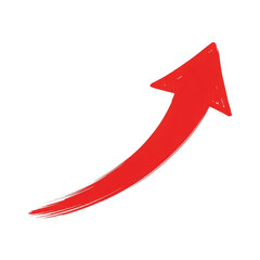 A large red arrow pointing upwards, indicating progress or growth. isolated on transparent background