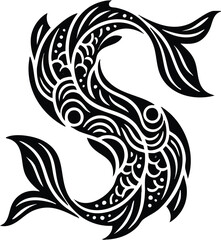 Obraz premium Stylized Pisces Zodiac Symbol with Two Fish.