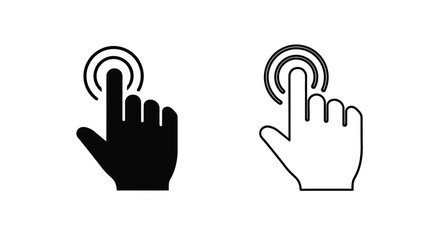 Fototapeta premium Two hand icons depicting a pressing or clicking action in different color schemes