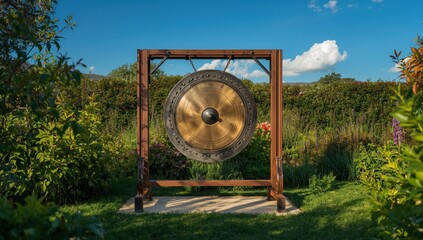 Naklejka premium outdoor gong with metal structure in Vassouras