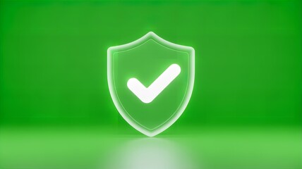 3D Frosted Glass Security Shield with Checkmark