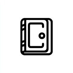 A simple outline icon of a closed book with a small round handle