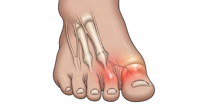 Gout Inflammation - A Visual Representation of Foot Pain and Joint Swelling.