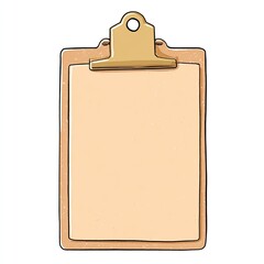 A hand-drawn clipboard with blank paper awaits notes, an office essential