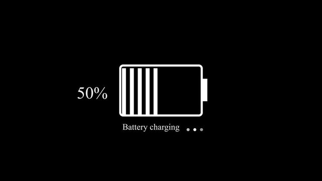 battery charging animation.loading percent pa charge accumulator level animated 4k video animation.