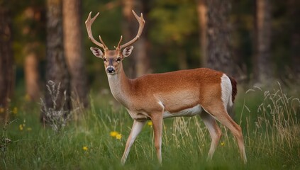 Obraz premium The velvet-antlered fallow deer (Dama dama), a European native, exhibits a wide color range from dark to white