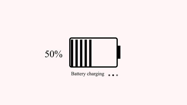 battery charging animation.loading percent pa charge accumulator level animated 4k video animation.