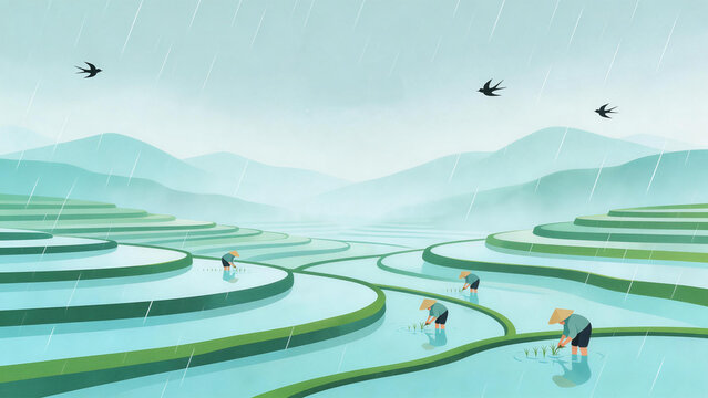 Guyu, the Rainy Solar Term, Rice Terraces Farming