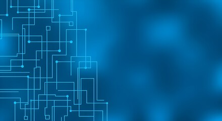 Fototapeta premium Abstract Blue Digital Network Grid on Blurred Background circuit technology