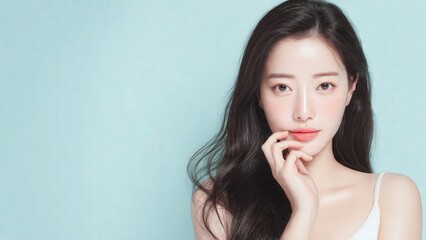 Serene Beauty: A portrait of a woman embodying calm elegance, with delicate features and a gentle gaze. Capturing a moment of pure serenity, simplicity, and grace.