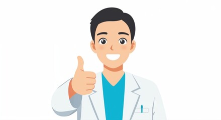 Healthcare Advocate's Approval: A smiling medical professional, radiating optimism and reassurance, gives a thumbs up, symbolizing approval, positivity, and confidence. 