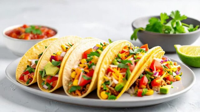 Delicious Tacos with Fresh Ingredients and Zesty Toppings