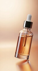 Serum Bottle with Dropper on Soft Focus Background