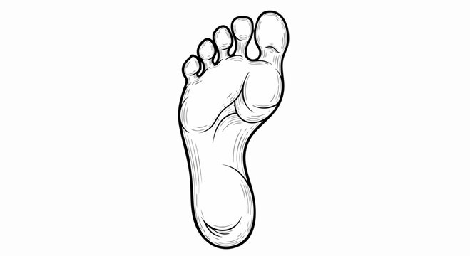 Detailed Black and White Illustration of a Human Foot.