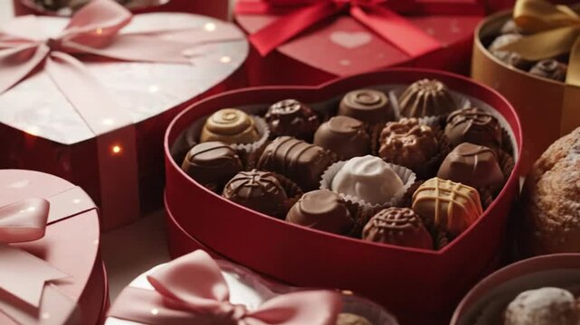 Heart Shaped Chocolate Boxes Assortment with Ribbons, Valentine's Day Gifts