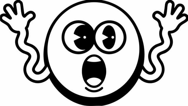 Surprised Cartoon Face with Wide Eyes and Open Mouth.