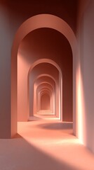 Fototapeta premium Soft Pink Corridor Archway Series in Gentle Lighting