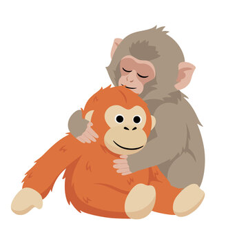Baby Monkey With A Plushie Monkey