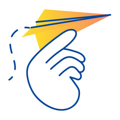 A sketchy style icon depicting paper plane