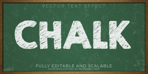 A green chalkboard with a vector text effect and the word CHALK in large white letters © shtamim