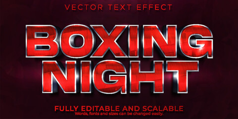 A bold red text effect for a boxing night event on a dark background © shtamim