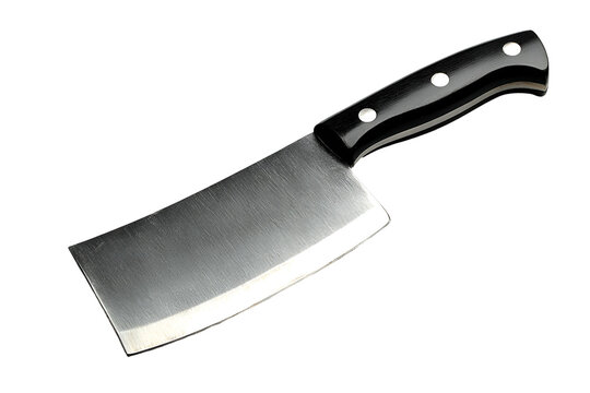 Sharp Kitchen Chopper Knife with Black Handle Isolated on White Background