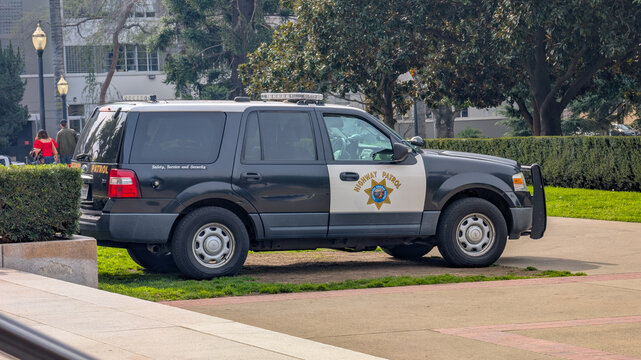 CHP parked on grounds of Capitol Park on February 14, 2026 in Sacramento, California 