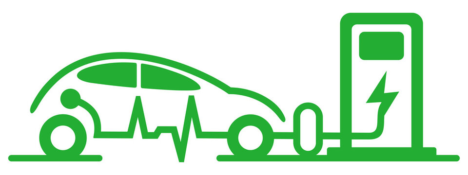 Green Electric Vehicle Signage Icon for EV Charging Station and Sustainable Transportation Bumper Decal 