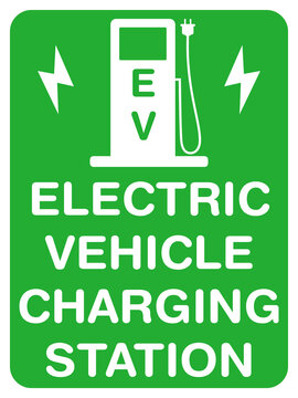 Green Electric Vehicle Signage for EV Charging Station