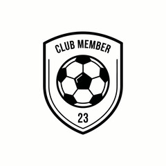 Obraz premium Soccer club badge design with a soccer ball in the center