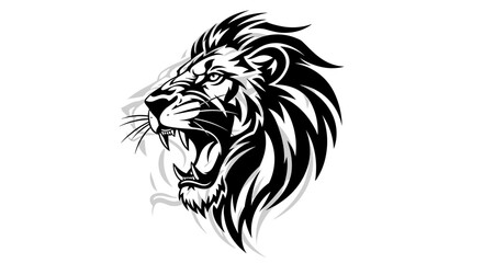 Fototapeta premium Black and White Lion Head Illustration 1.
