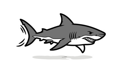 Obraz premium Cartoon Shark Swimming with Open Mouth.
