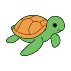 Obraz premium Cute Green Sea Turtle Cartoon Character Vector Illustration for Kids and Nature