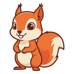 Fototapeta premium Cute Cartoon Red Squirrel Illustration Standing Isolated on White Background