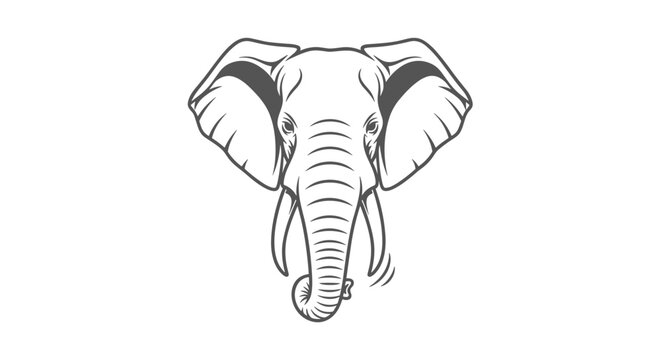 Simple Line Drawing of Elephant Head 1.