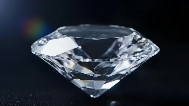 Abstract Diamond Rotating. Shiny Diamond And Dark Background.