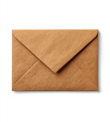 A single, closed brown kraft paper envelope rests on a white background
