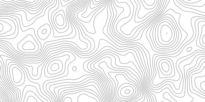 Abstract Minimal Gray Topographic Contour Map with Flowing Elevation Lines, Seamless Terrain Pattern and Vintage Outdoors World Map Template Vector Graphic.
