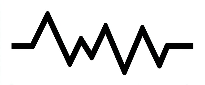 A stark, jagged black line forms an uneven graph on a white background