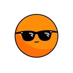 A cool, cartoonish orange sphere wearing black sunglasses